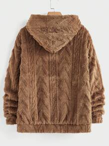 Manfinity VCAY Men Knit Oversized Drop Shoulder Casual Reversible Hooded Sweatshirt, Fall - Multicolor - View 6