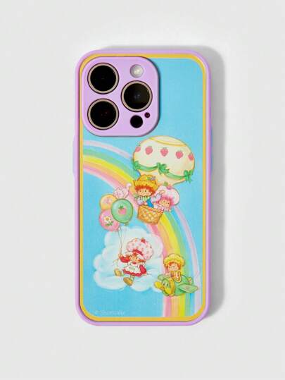 1pc Strawberry Shortcake & Rainbow Print Phone Case, Compatible With IPhone 11 12 13 14 15 Pro Max