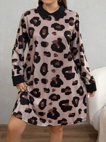 SHEIN LUNE Vestidos de talla grande con lazo en el cuello y estilo de moda para ir al trabajo, salir, otoño/invierno, Acción de Gracias y Halloween - Atuendo casual para uso diario, esencial para vacaciones y fiesta de vacaciones