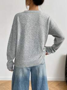 Chiquease Suéter de punto estilo clásico francés, versátil para otoño/invierno