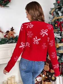 SHEIN Frenchy Chaqueta casual de mujer con patrón de lazo de manga larga y abotonada, para otoño e invierno