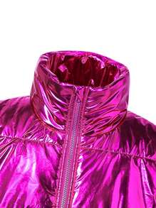 Removable Sleeve Collared Casual Padded Coat, Teen Girl's Versatile Simple Style - Multicolor - View 7