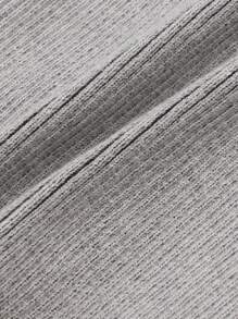 Tween Girls' Star Print Ribbed Stand Collar Long Sleeve Pullover Sweater - Grey - View 5