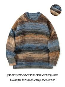 Manfinity Hypemode Men's Contrast Color Crew Neck Loose Fit Casual Sweater, Autumn/Winter - Multicolor - View 1