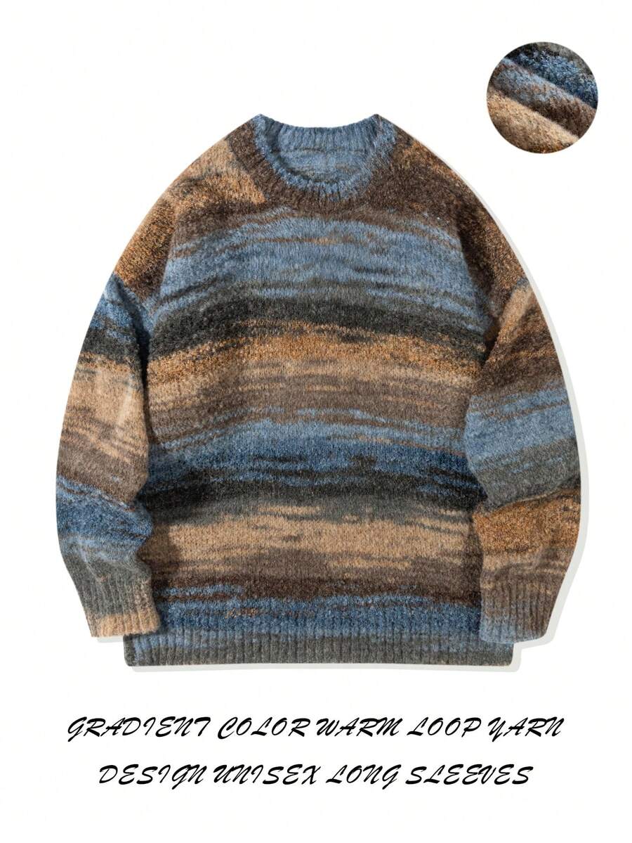 Manfinity Hypemode Men's Contrast Color Crew Neck Loose Fit Casual Sweater, Autumn/Winter - Multicolor - View 1