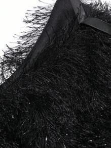 FRIFUL 女士秋冬时尚流苏吊带娃娃衫保暖内衬 - 黑色 - 查看 7