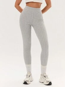 Zolique 1pc Ribbed Texture Stretchy Slim Fit Thermal Lined Ankle Length Leggings Christmas Costumes Fall Cloth For Women