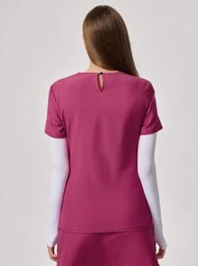 TaskEZ V-Neck Short Sleeve Pocket Scrub Uniform Top