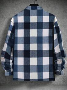 Manfinity Homme Men Button Front Long Sleeve Pocket Plaid Casual Jacket - Multicolor - View 2