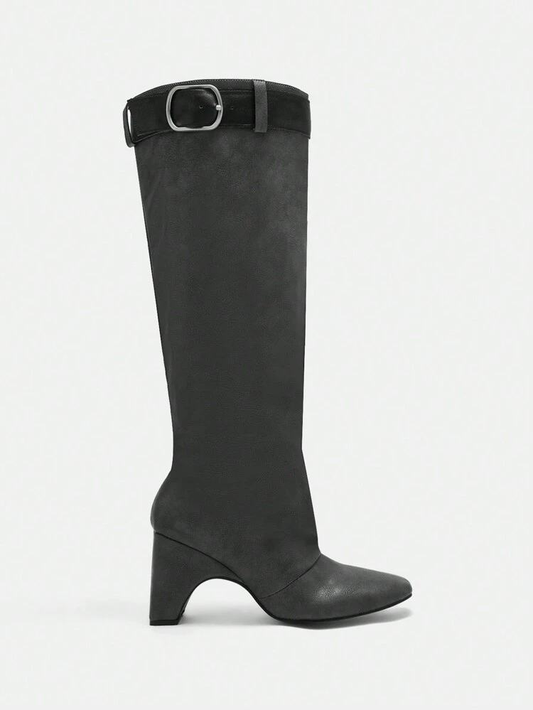 CUCCOO BIZCHIC Women's Fashion Party & Casual White High Heel Knee-High Boots