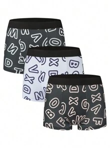 3pcs/Pack Men Letter Print Casual Boxer Briefs - Multicolor - View 1