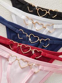 5pcs/Set Elegant Fantasy Series Women Thong Panty With Heart Shaped Decorations - Multicolor - View 5