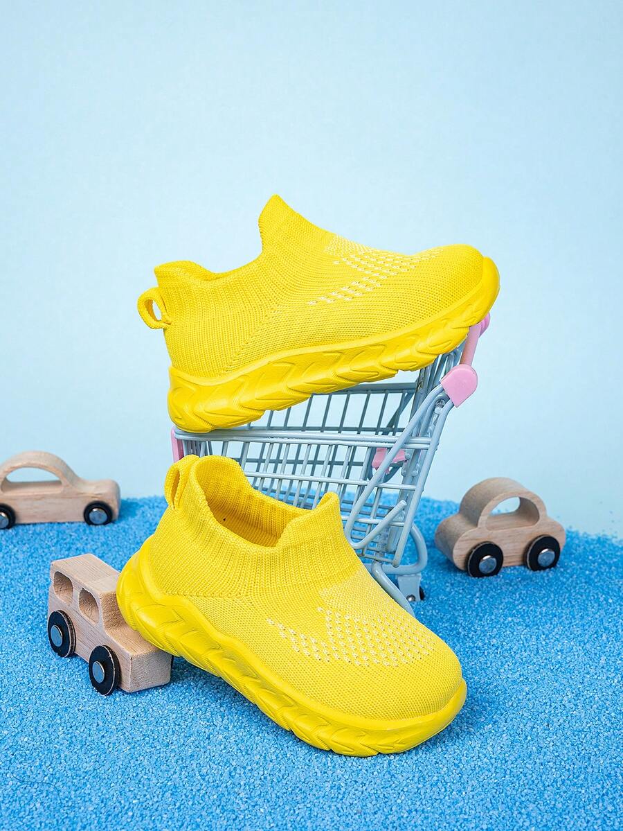 Giày thể thao cổ thấp màu trơn Dopamine thời trang & mát mẻ cho bé gái mùa thu/đông, nhẹ, thoáng khí, mềm mại và thoải mái, phù hợp để mặc hàng ngày, giày thường ngày nhẹ, thoáng khí, mềm mại và thoải mái - Màu vàng - Xem 1