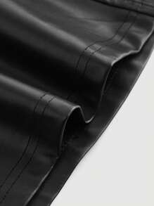 SHEIN MOD Váy xẻ cao cổ điển gợi cảm ngọt ngào cỡ lớn, cho mùa đông - màu đen - Xem 4