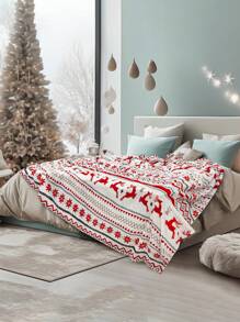 1 szt. flanelowy koc, pościel, koc z motywem świątecznym, gruby, miękki i przyjazny dla skóry materiał na sofę, koc do drzemki w biurze, koc do dekoracji pokoju, wielofunkcyjny koc podróżny na kemping, odpowiedni do salonu, sypialni, na powrót do szkoły, prezent świąteczny - Wielokolorowe - Zobacz 9