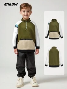 SHEIN Áo hoodie giữ nhiệt đi bộ đường dài thời trang cho bé trai tuổi teen có thiết kế in họa tiết và màu sắc - Nhiều màu - Xem 1