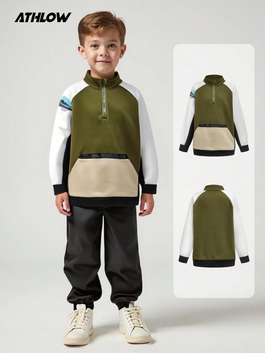 SHEIN Áo hoodie giữ nhiệt đi bộ đường dài thời trang cho bé trai tuổi teen có thiết kế in họa tiết và màu sắc - Nhiều màu - Xem 1