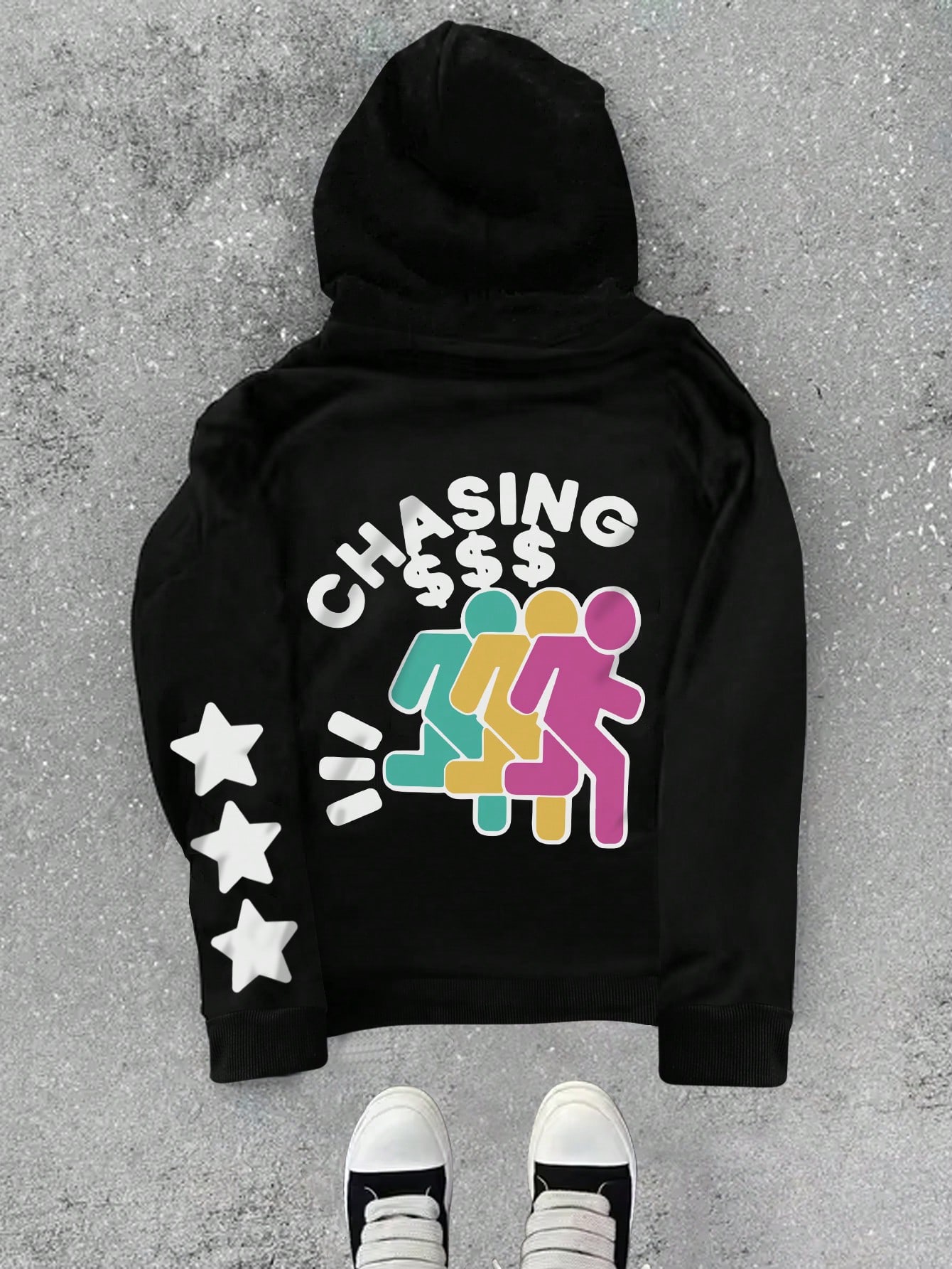 Manfinity Dauomo Plus Size Men Y2K Streetwear Letter Print Long Sleeve Hooded Sweatshirt, Fall/Winter