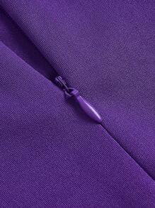 SHEIN LUNE Women's Solid Color Round Neck Ruffle Trim Elegant Long Sleeve Jumpsuit - Purple - View 5