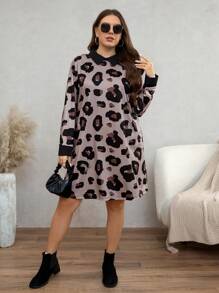 SHEIN LUNE Vestidos de talla grande con lazo en el cuello y estilo de moda para ir al trabajo, salir, otoño/invierno, Acción de Gracias y Halloween - Atuendo casual para uso diario, esencial para vacaciones y fiesta de vacaciones