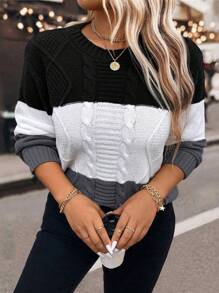 Áo len chui đầu dài tay cổ tròn màu trơn cỡ lớn, thường ngày, cho mùa đông - Nhiều màu - Xem 6
