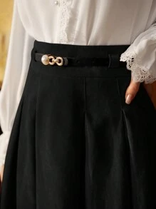 Vintamour Jupe plissée style vintage et élégante pour femme avec ceinture, marron, parfaite pour le travail ou les occasions décontractées, vêtements de rentrée scolaire, vêtements d'automne, tenues d'automne, vêtements d'enseignante, vêtements vintage d'hiver pour femmes, jupe kaki, jupe de bal de promo courte, bordeaux