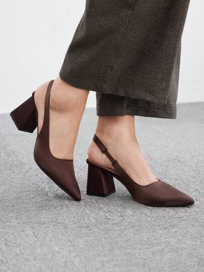 CUCCOO BIZCHIC Zapatos de tacón grueso con puntera puntiaguda de color café para mujeres, para ir a trabajar, citas, fiestas, otoño, Año Nuevo, Día de San Valentín