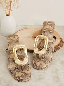 SHUZIA Gold Snake Thong Sandal With Metal Embellishment Vacation Shoes Casual Shoes Beach Shoes