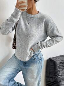 Chiquease Suéter de punto estilo clásico francés, versátil para otoño/invierno