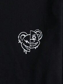 RueChic Men Bear Printed Regular Longsleeve Homewear Set - Black - View 4