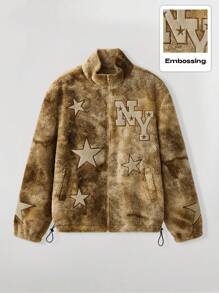 ROMWE MEN ROMWE Avant 男士前拉链长袖简约口袋夹克，休闲日常穿着 - 彩色 - 查看 1