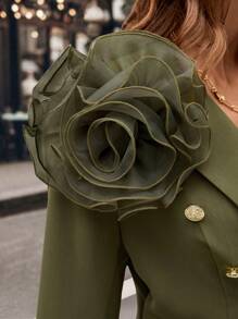 SHEIN Clasi Women's Autumn/Winter Fashion Versatile 3D Floral (Detachable) Blazer Winter Women Clothes - Green - View 5