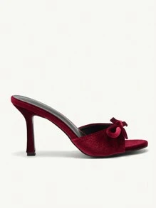 CUCCOO CHICEST Brown PU Round Toe High Heel Women Mule Sandals BURGUNDY Sandals Spring Shoes Spring Break Easter Prom Heels