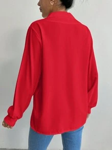 EURMUSE Turn-down Collar Casual Shirt - Red - View 2