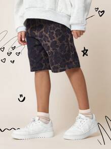 SUMWON Tween Girls Denim Carpenter Short With Leopard All Over Print - Multicolor - View 1