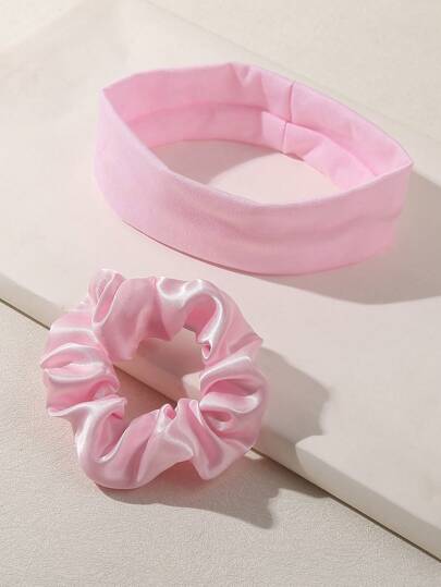 Kawaii 12pcs/Set Girls Plain Simple Casual Headband + Hair Tie Accessories Set, Suitable For Daily Life And Campus Sports