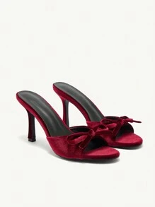 CUCCOO CHICEST Brown PU Round Toe High Heel Women Mule Sandals BURGUNDY Sandals Spring Shoes Spring Break Easter Prom Heels