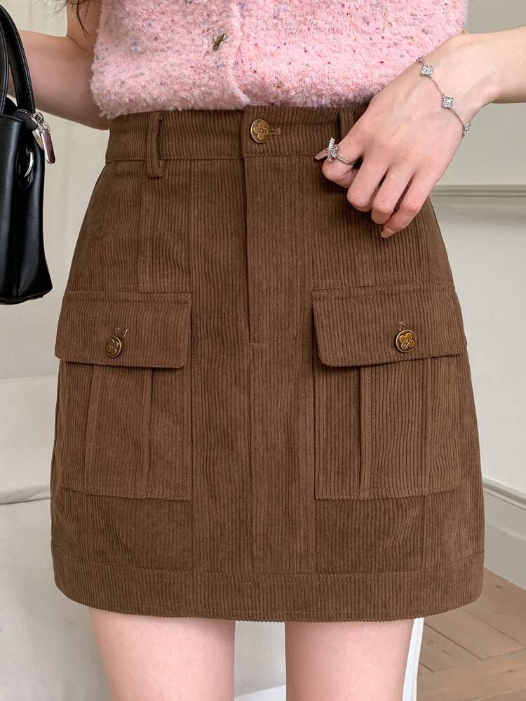 Women's Vintage Solid Color Corduroy Skirt, Autumn,Pencil Skirt Winter Women Skirts