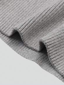 Tween Girls' Star Print Ribbed Stand Collar Long Sleeve Pullover Sweater - Grey - View 6