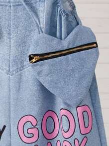 Sparklyn 2 件套 Tween Girls 休闲牛仔效果印花工装裤和吊带背心套装 - 彩色 - 查看 3