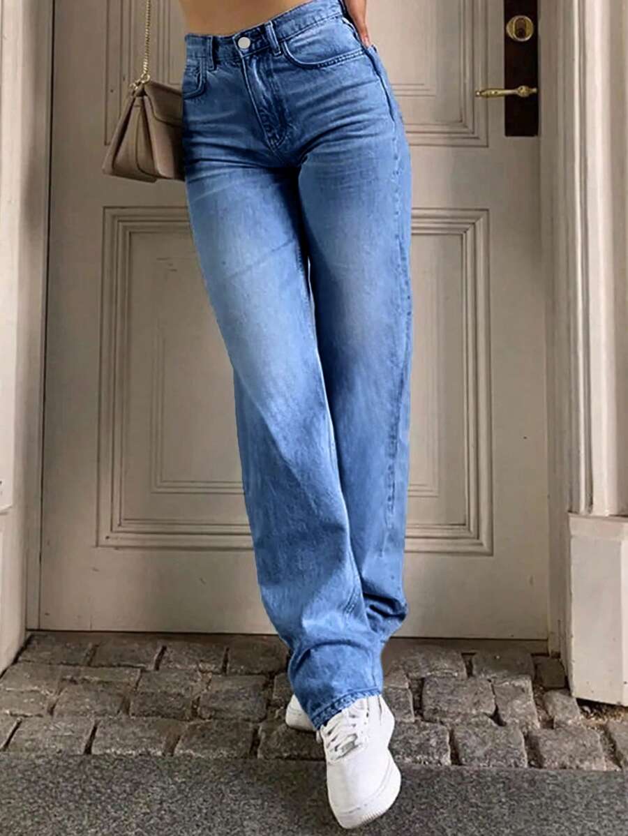 Quần Jeans Ống Thẳng Ôm Vừa - Rửa tối - Xem 1