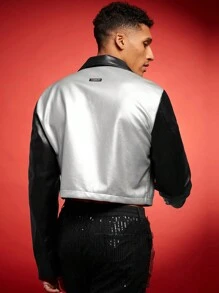 FeverCity Men's Two-Tone PU Leather Short Jacket