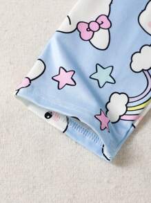 2 件套可爱猫咪卡通印花少女休闲舒适长袖上衣和裤子家居服套装 - 彩色 - 查看 5