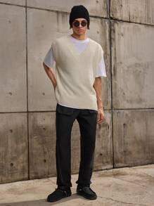 Forever 21 Men's Slim Contrast Stitch Cargo Pants In Black - Black - View 4