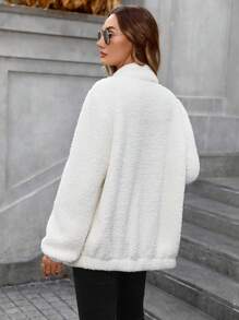 SHEIN Maternity 3-In-1 Teddy Fleece Double Zipper Jacket For Pregnant Women, Winter Warm Coat