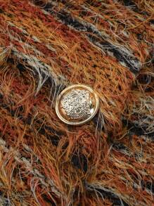 SHEIN LUNE Áo khoác sọc dài tay cài nút phía trước cho nữ - Nhiều màu - Xem 6