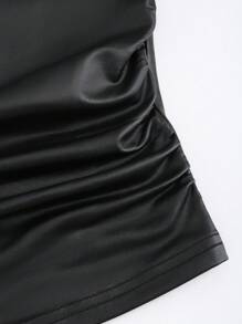 Sweetra Camiseta de manga larga con hombros descubiertos y ajuste ceñido para mujer, otoño - Negro - Ver 4