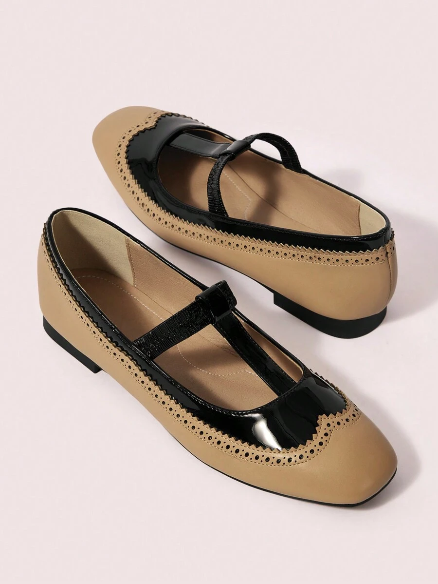 CUCCOO DOLLMOD Black Round Toe Crystal Mesh Bow Mary Jane Flat Women Shoes Spring Shoes Spring Break Easter - Khaki - View 1