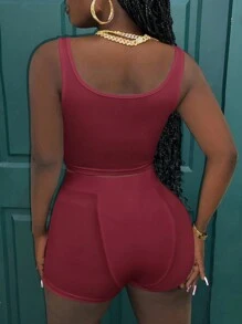 Slaydiva 2 pièces Set Top Brassière Côtelé Tout-Aller et Mini-Short Moulant pour Femmes, Tenue d'Intérieur