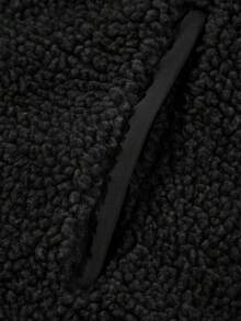 女士休闲宽松纯色保暖内衬连帽夹克，冬季 - 黑色 - 查看 7